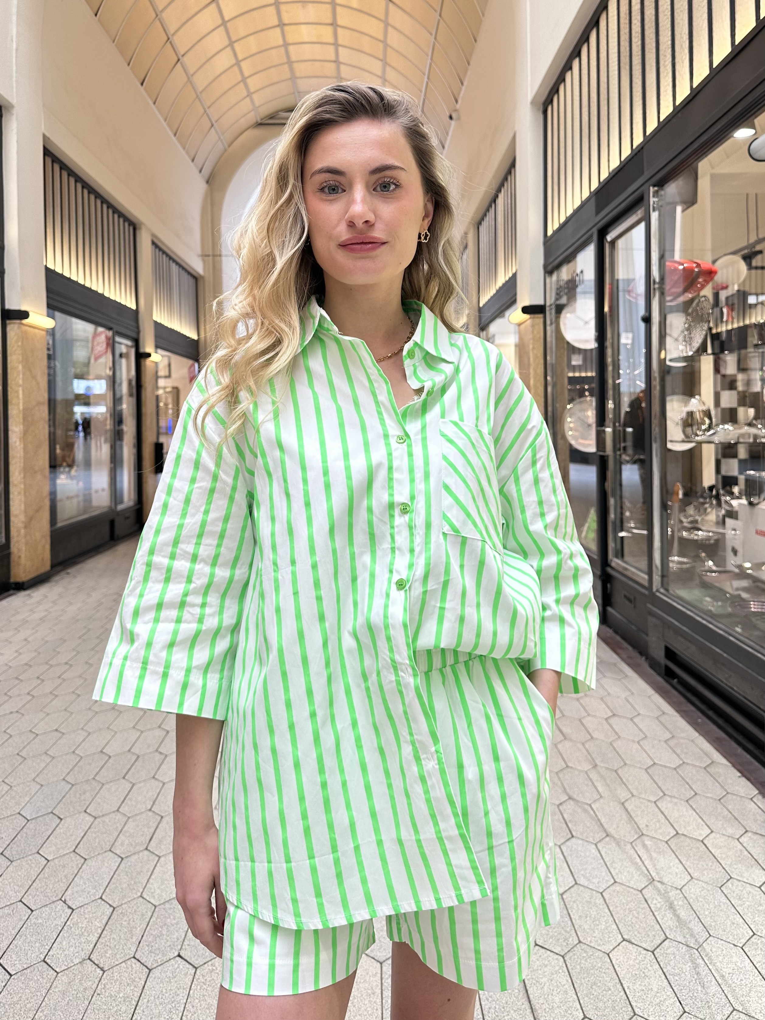 Ensemble rayé lime (100% coton)