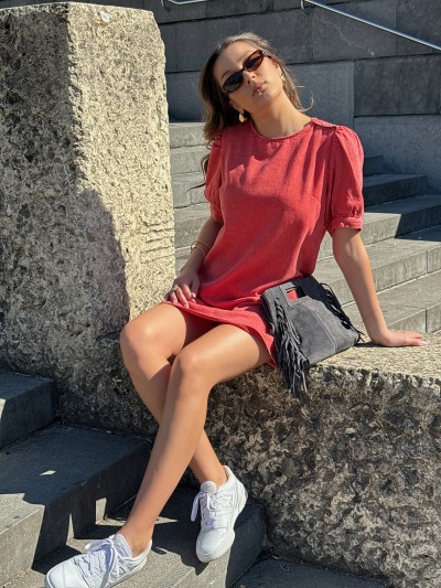 Robe jeans Livia - Rouge