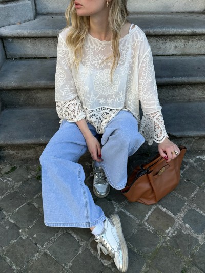 Blouse brodé Romy - Blanc...