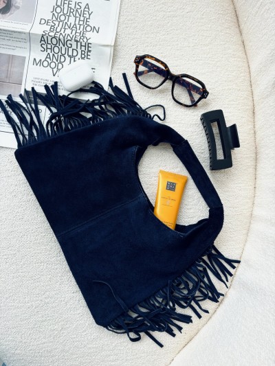 Sac Lilou en Daim - Bleu...