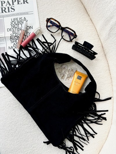 Suède tas Lilou - Zwart