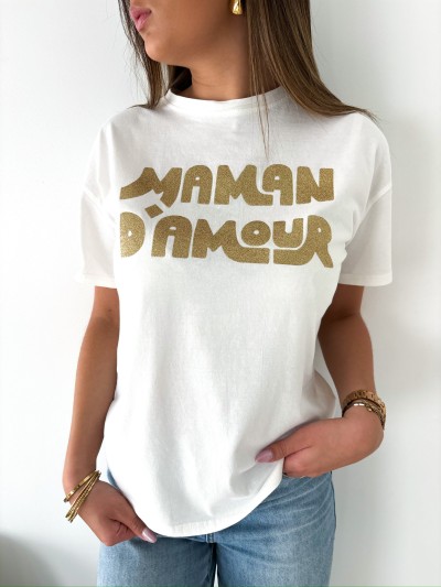 T-shirt Maman d'amour - Blanc