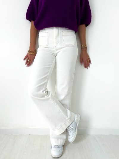 JEANS ELENA Flare - Blanc...