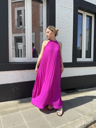 Robe Lina Plissée - Fuchsia