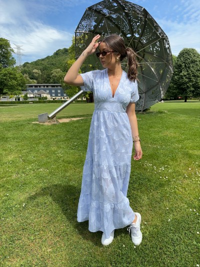 Robe Esther rayée bleu ciel...