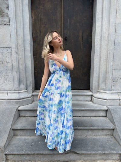 Robe longue Paloma - Bleu bic