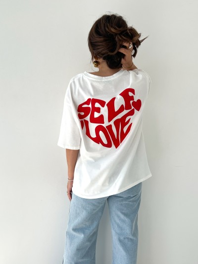 T-shirt Self Love - Weiß