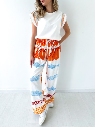 Pantalon fluide sardine -...