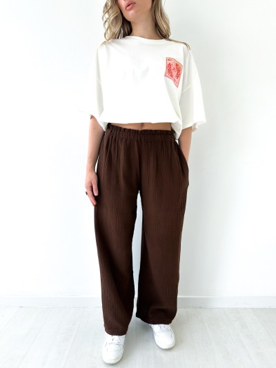 Pantalon Gaz de coton - Bruin