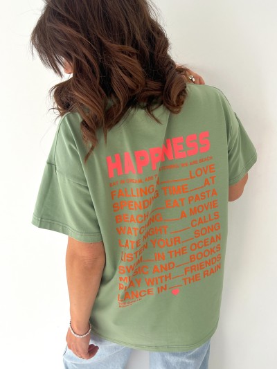 T-shirt Happiness - vert clair