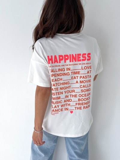 T-shirt Happiness - Weiß