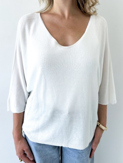 Pull léger Margot - Weiß