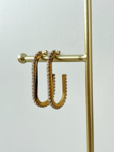 Medium strass hoepel oorbellen