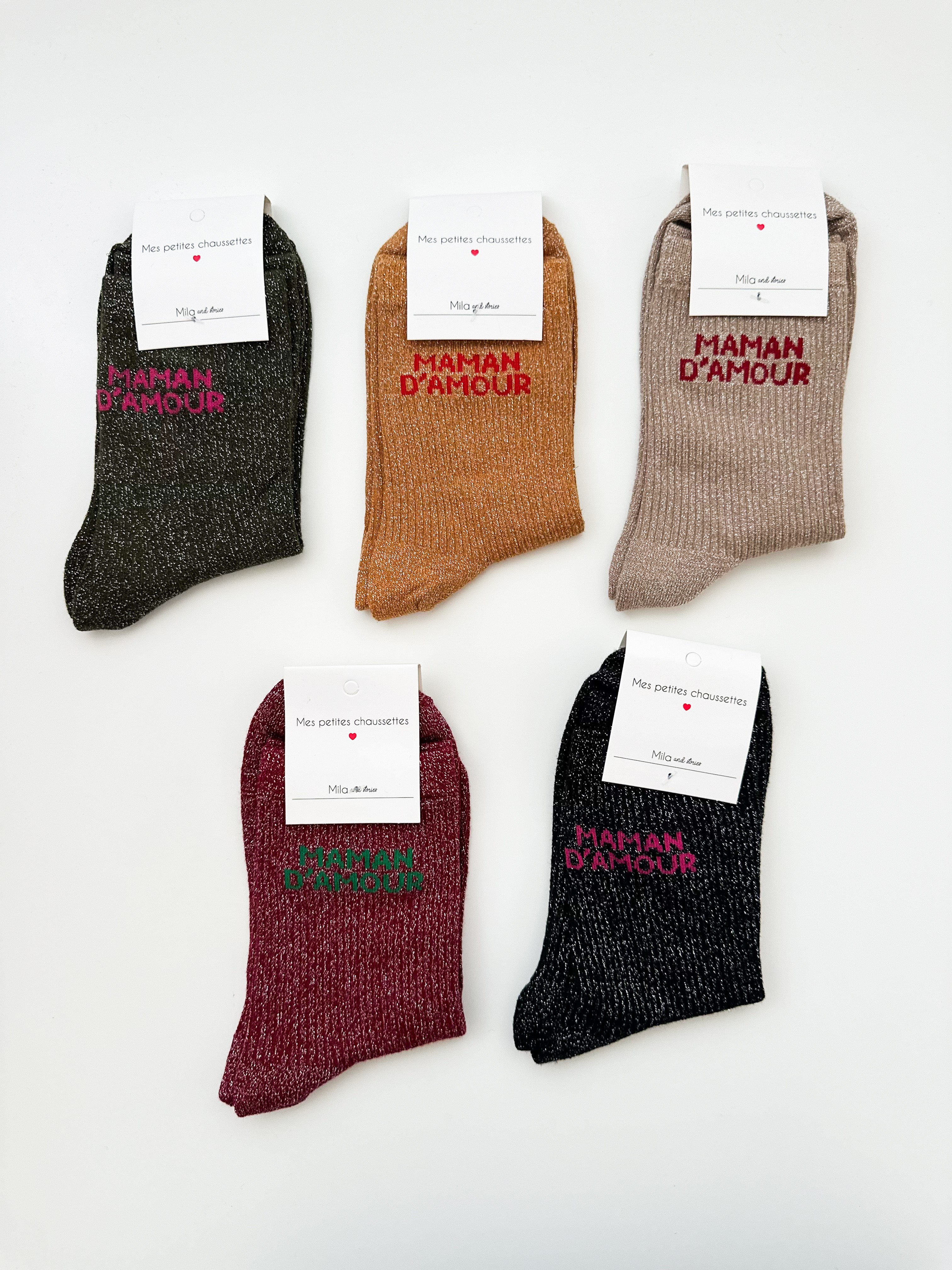 Chaussettes à paillettes Maman d'amour