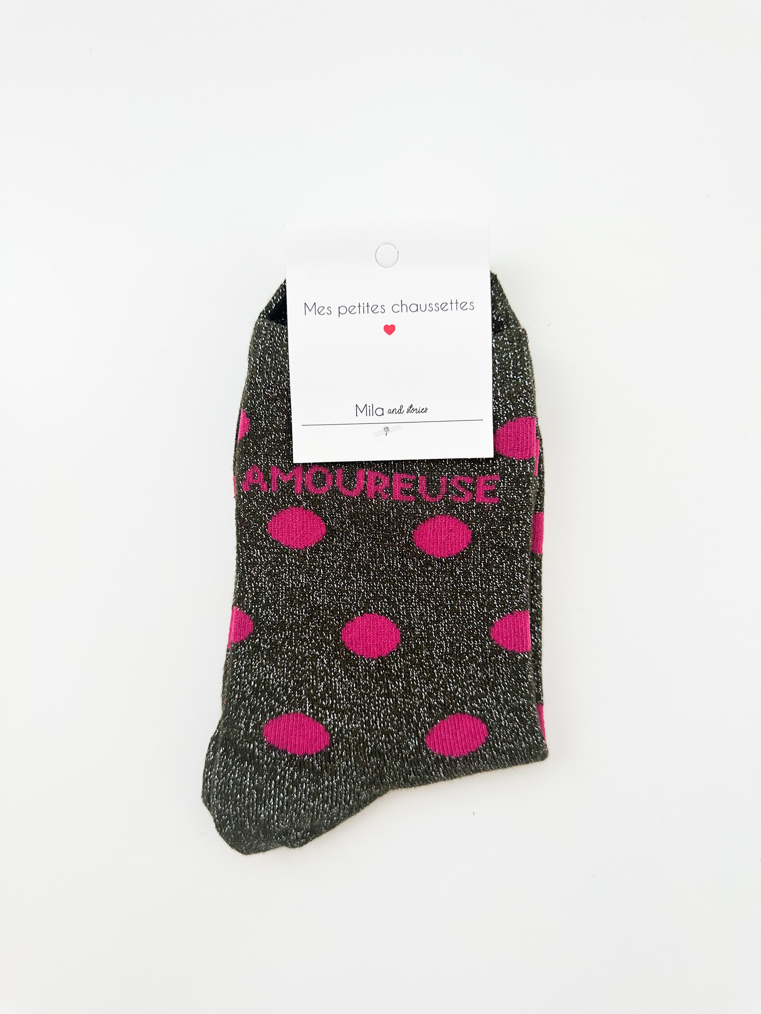 Chaussettes à paillettes à pois amoureuse