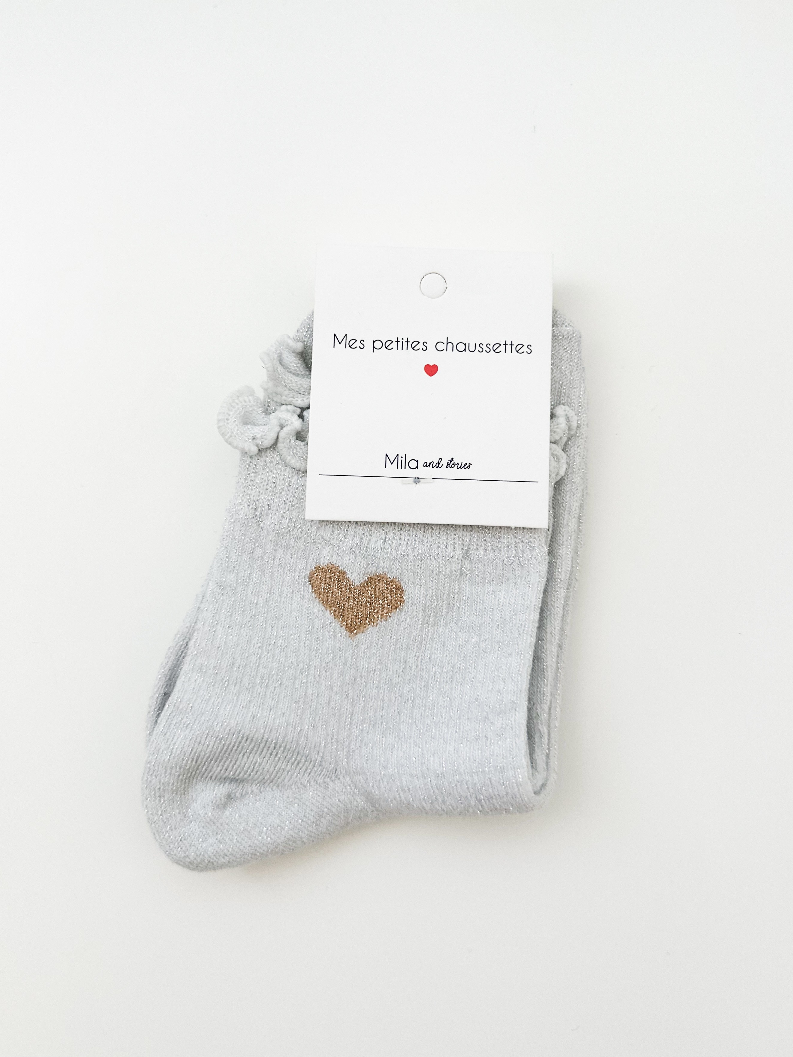 Chaussettes à paillettes coeur