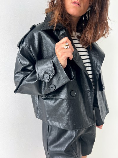 Veste similicuir Noire