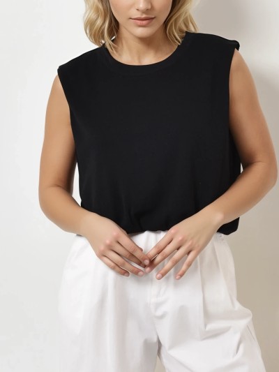 Top / Blouse Fanny uni - Zwart