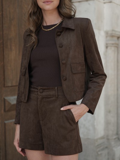 Short Dune en daim - Brun