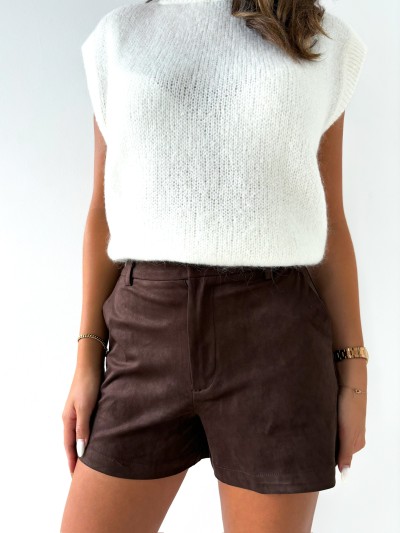 Short Dune en daim - Brun