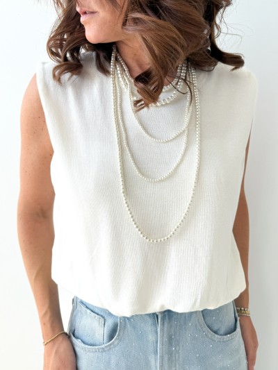 Top / Blouse Fanny uni - Weiß