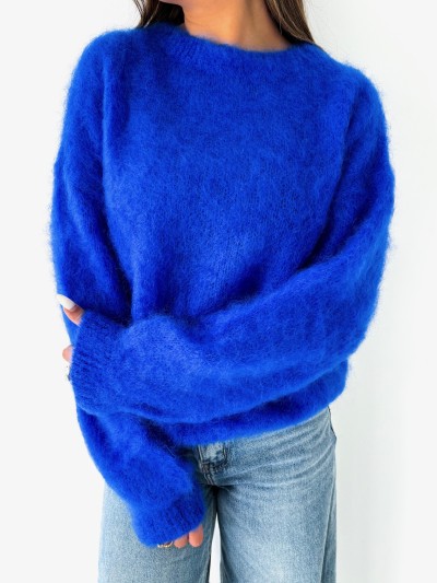 Pull Ambre en mohair - Bleu...