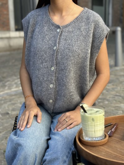 Pull Mia sans manche - Grau