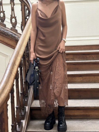 Robe dentelle Melina - Camel