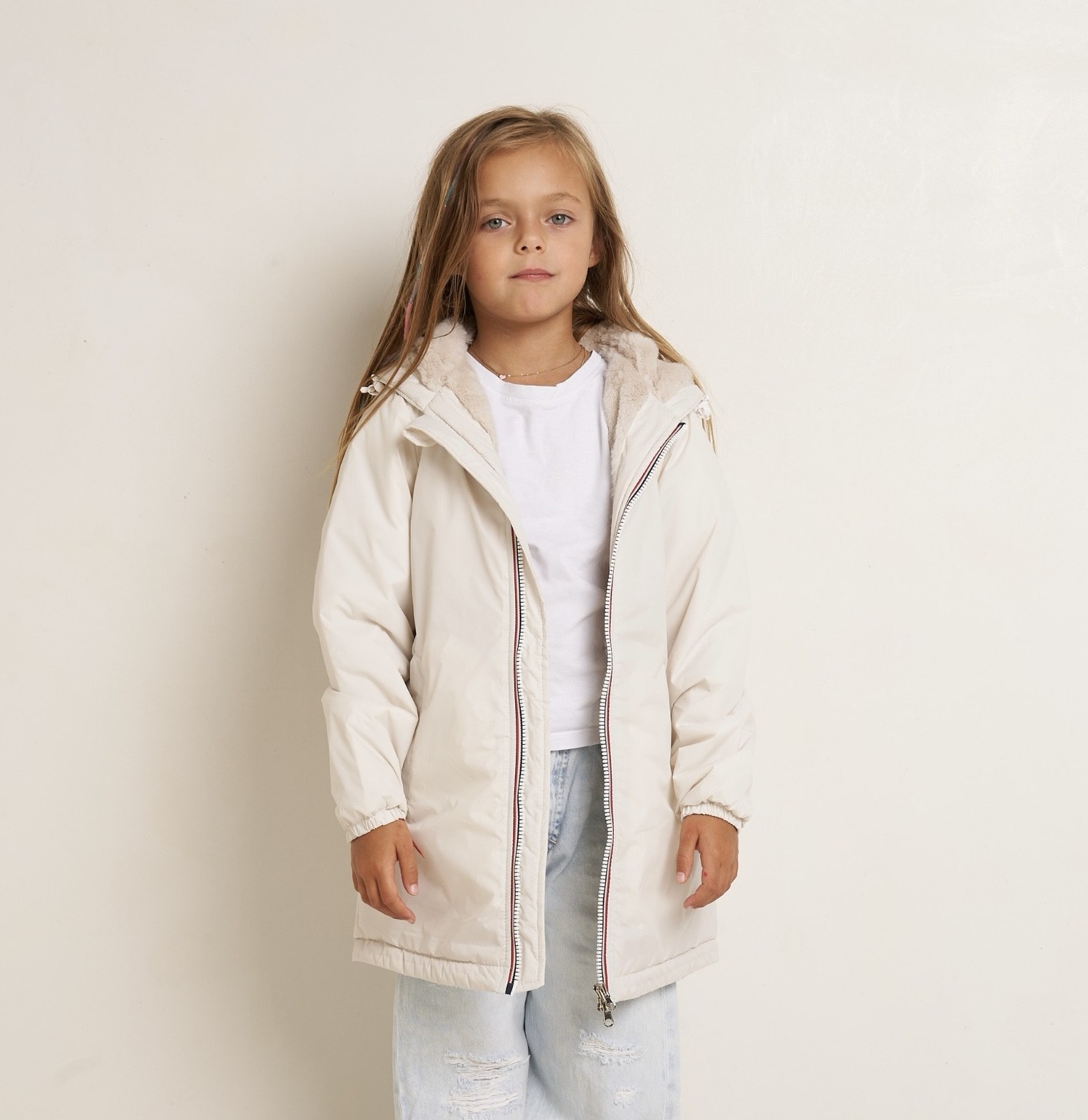 Lange, gefütterte Regenjacke für Kinder – Kinder (wasserdicht)