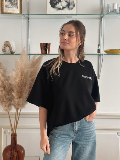 T-shirt gekke meid - Zwart