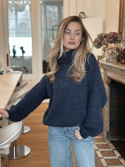 Pull col roulé Ema - Bleu...