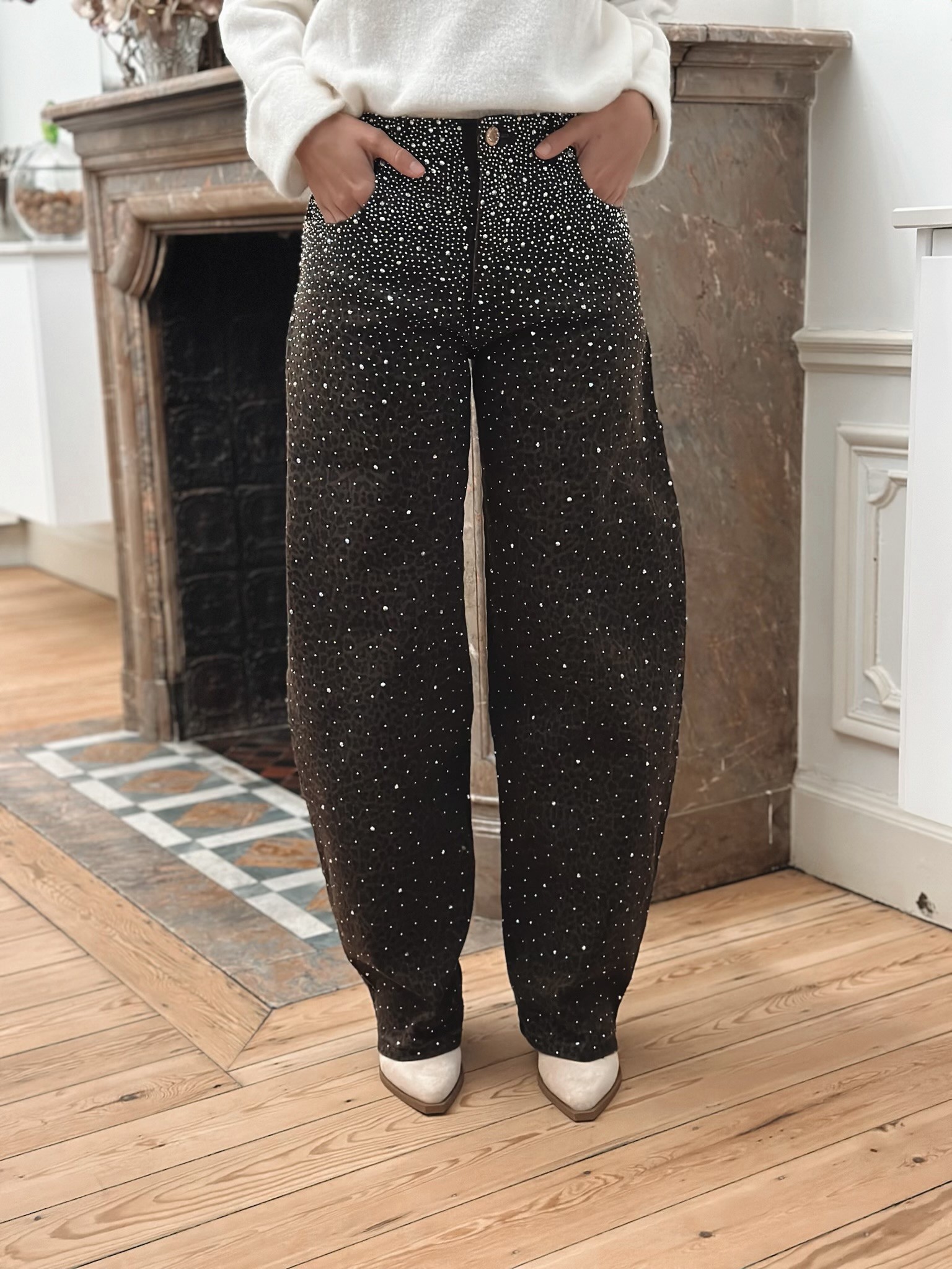 Jeans léopard pailleté