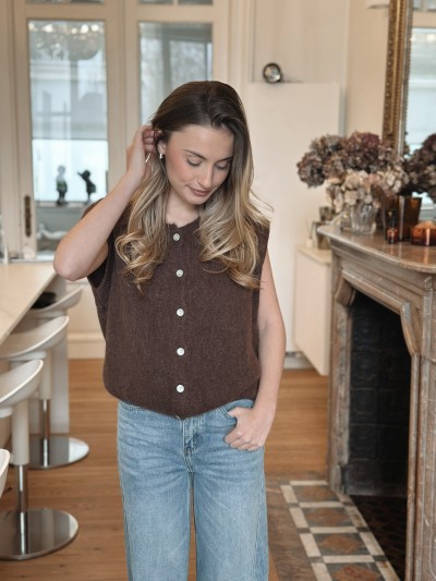 Pull Mia sans manche - Brun