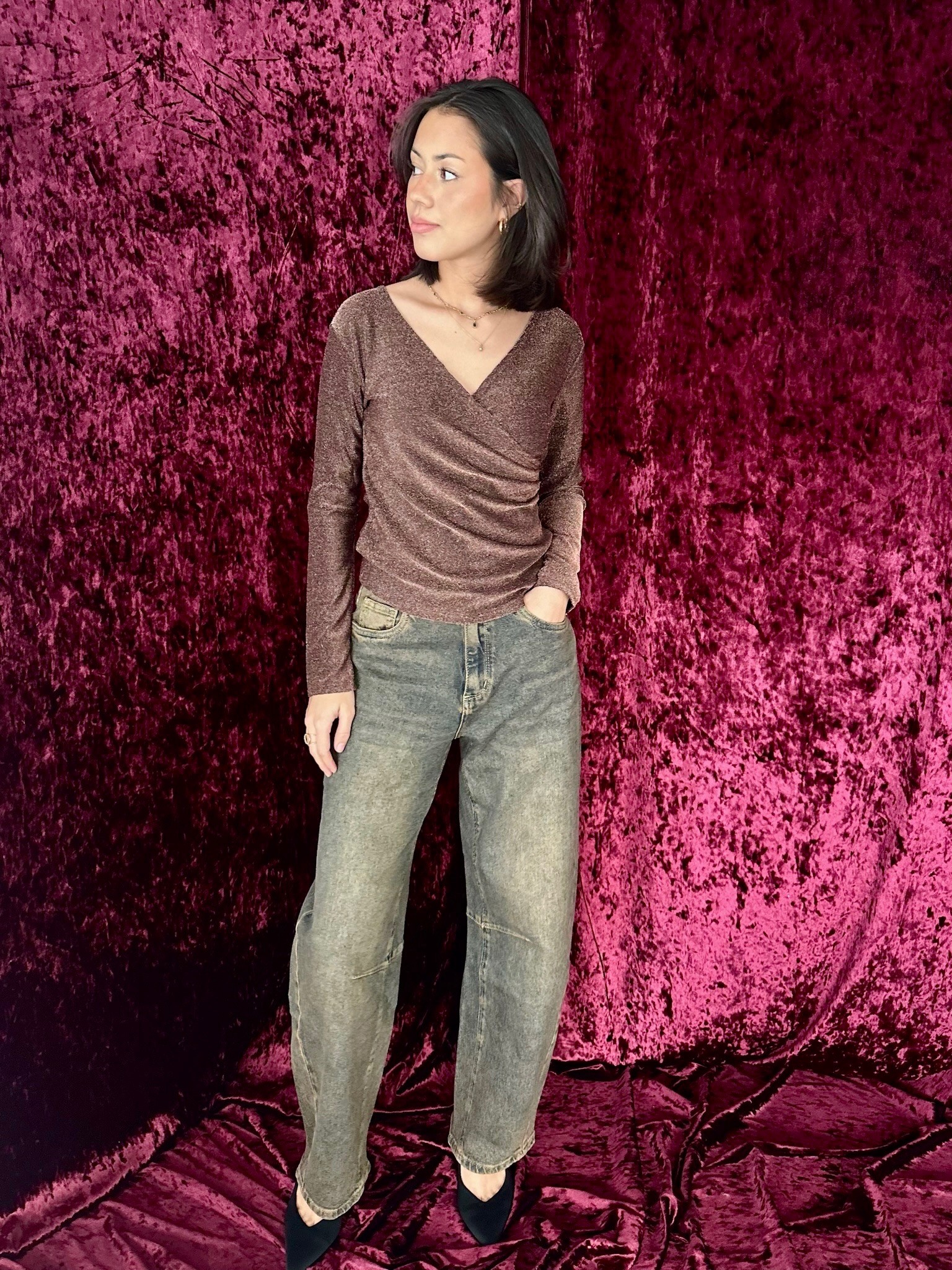 Haut cache-coeur brillant Elise