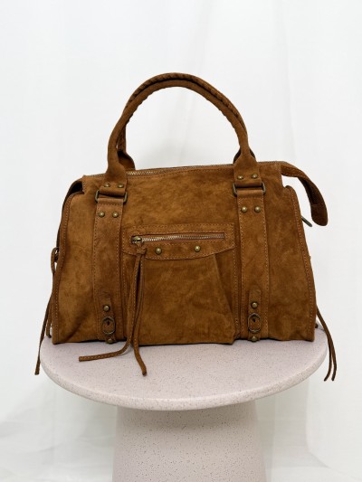 Grand sac belle (daim) - Kamel
