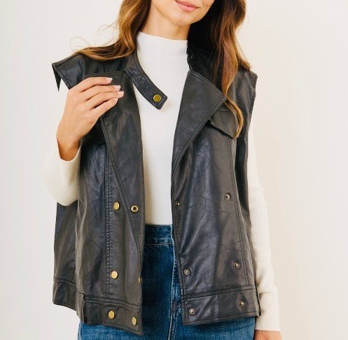 Veste sans manche simili cuir