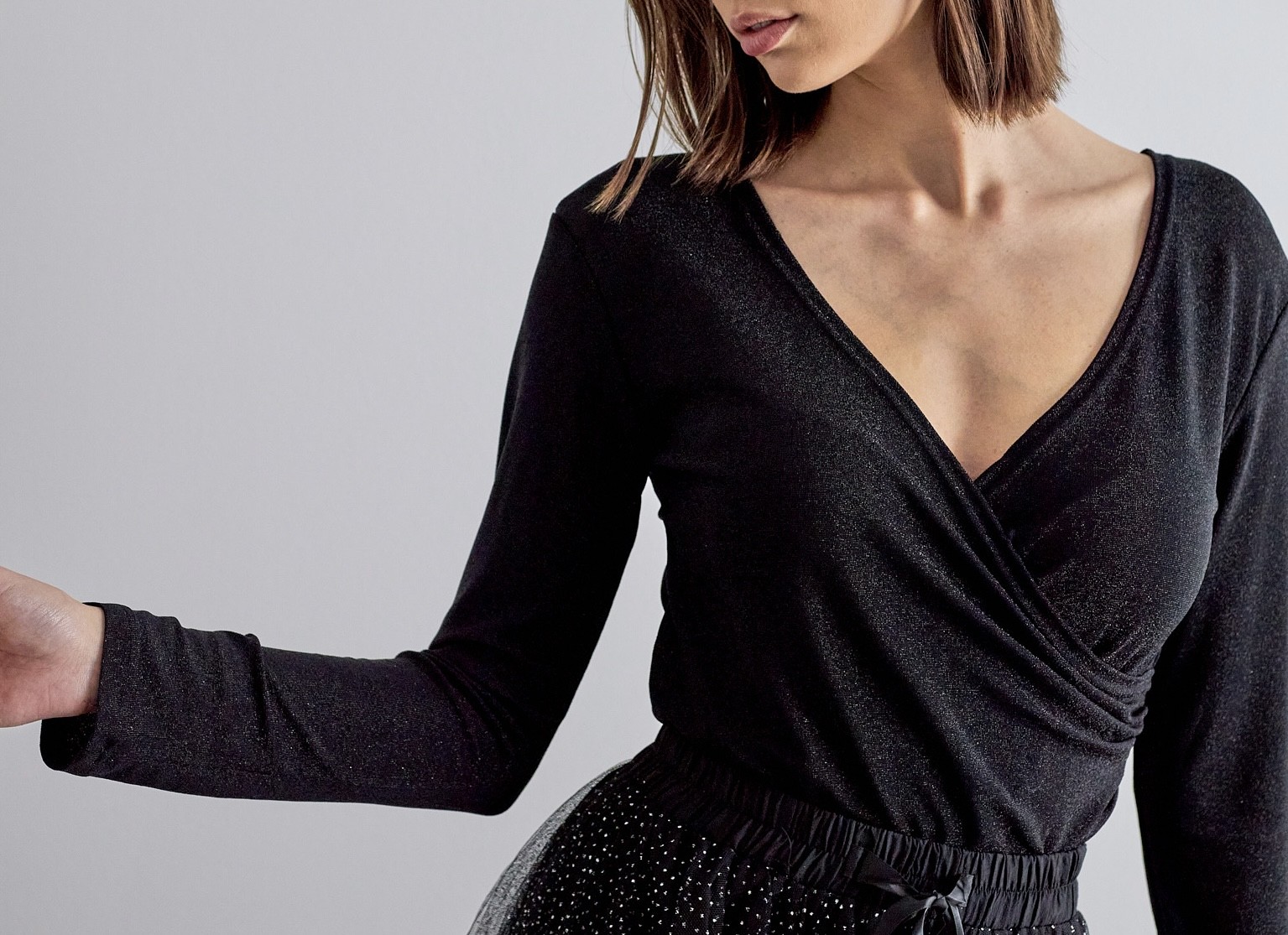 Glänzendes Cache-Ceur-Top Elise