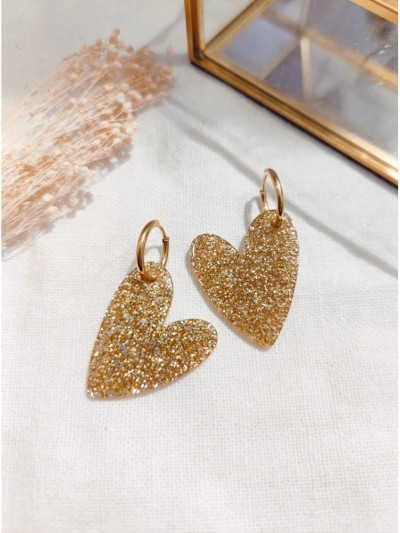 Boucle d'oreilles coeur strass