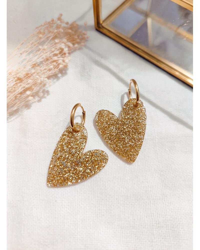 Boucle d'oreille coeur strass