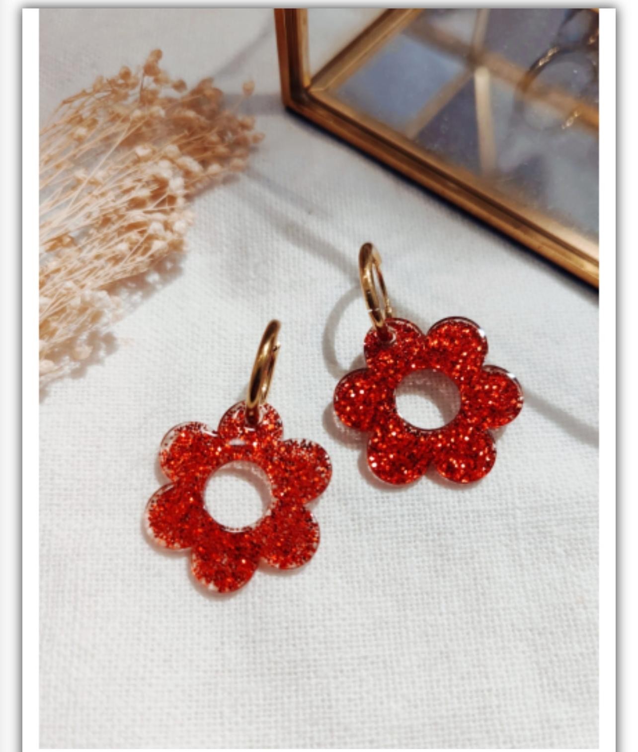 Boucle d'oreilles fleurs strass