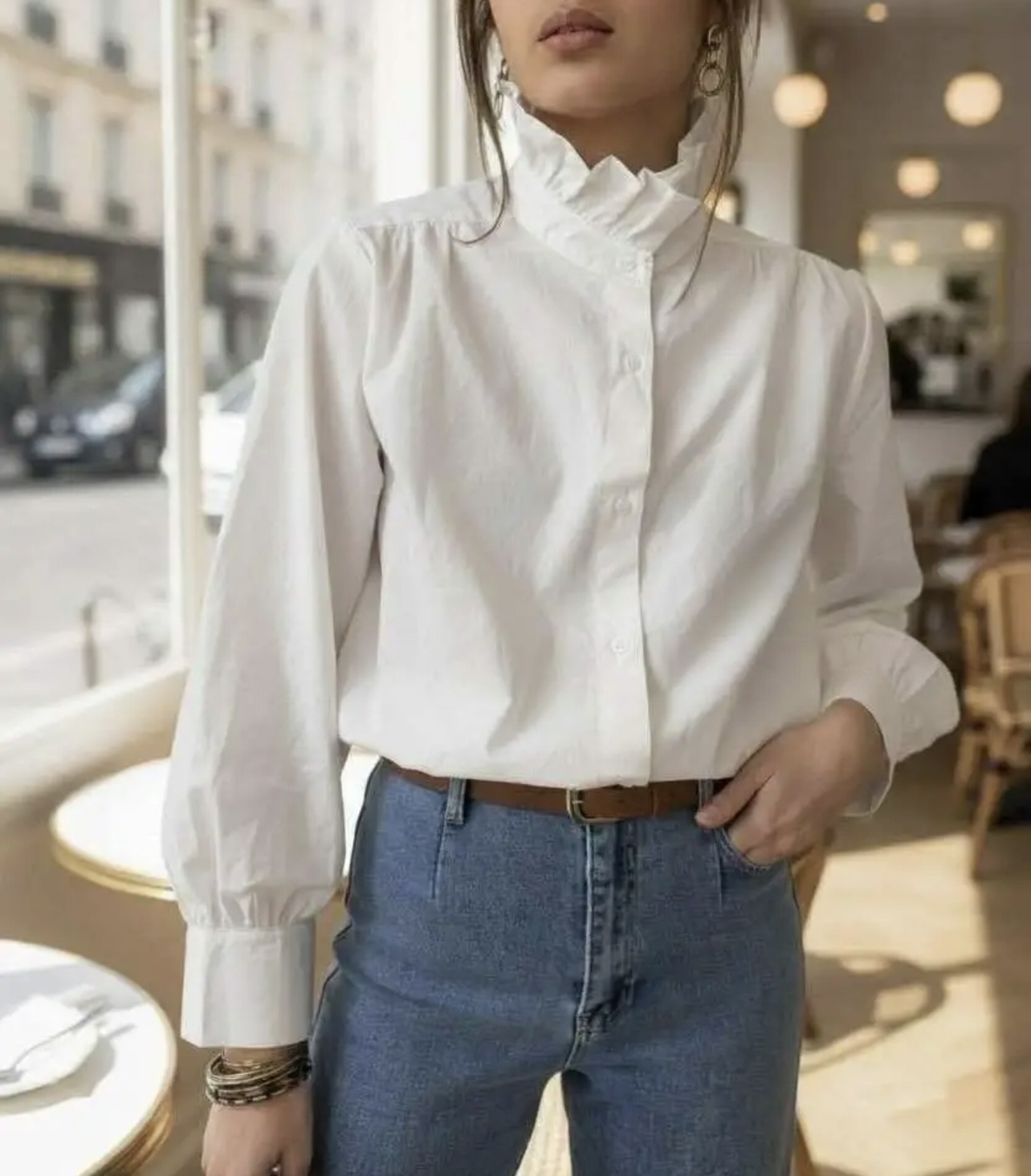 Weißes Hemd Louise aus 100 % Baumwolle