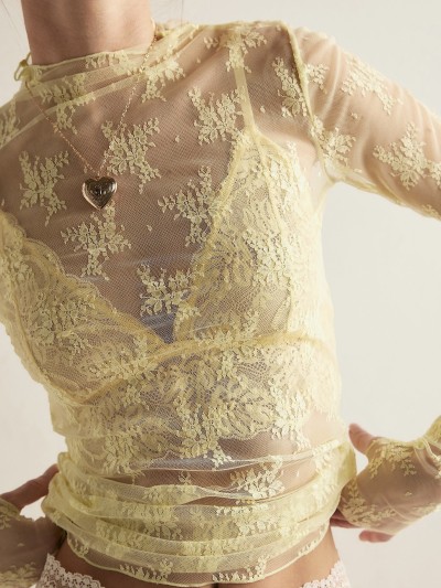 Blouse Diane kant - Geel