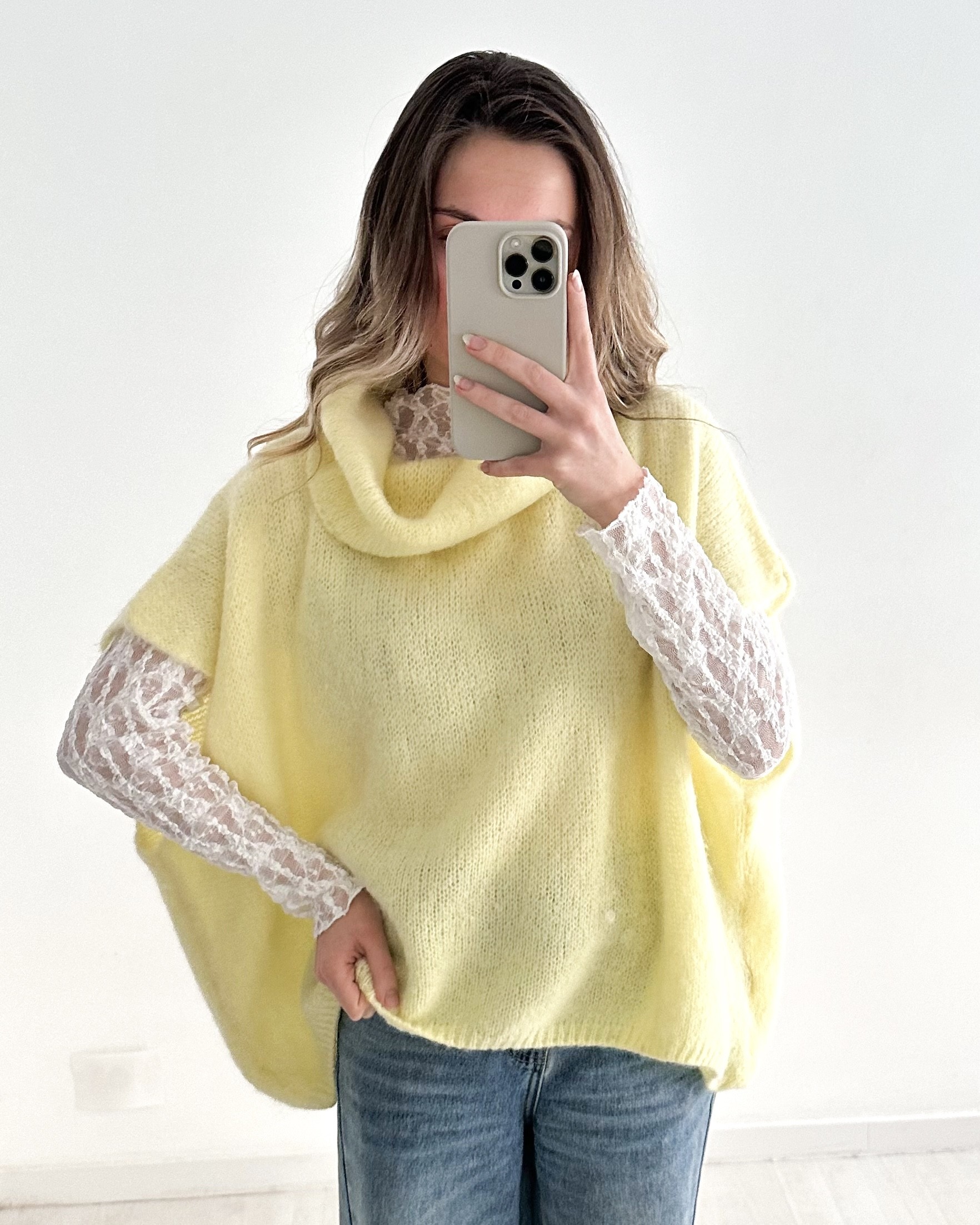 Pull Julia col roulé Jaune 52% Baby Alpaca