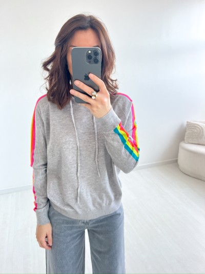 Pull Rainbow Capuche - Grau