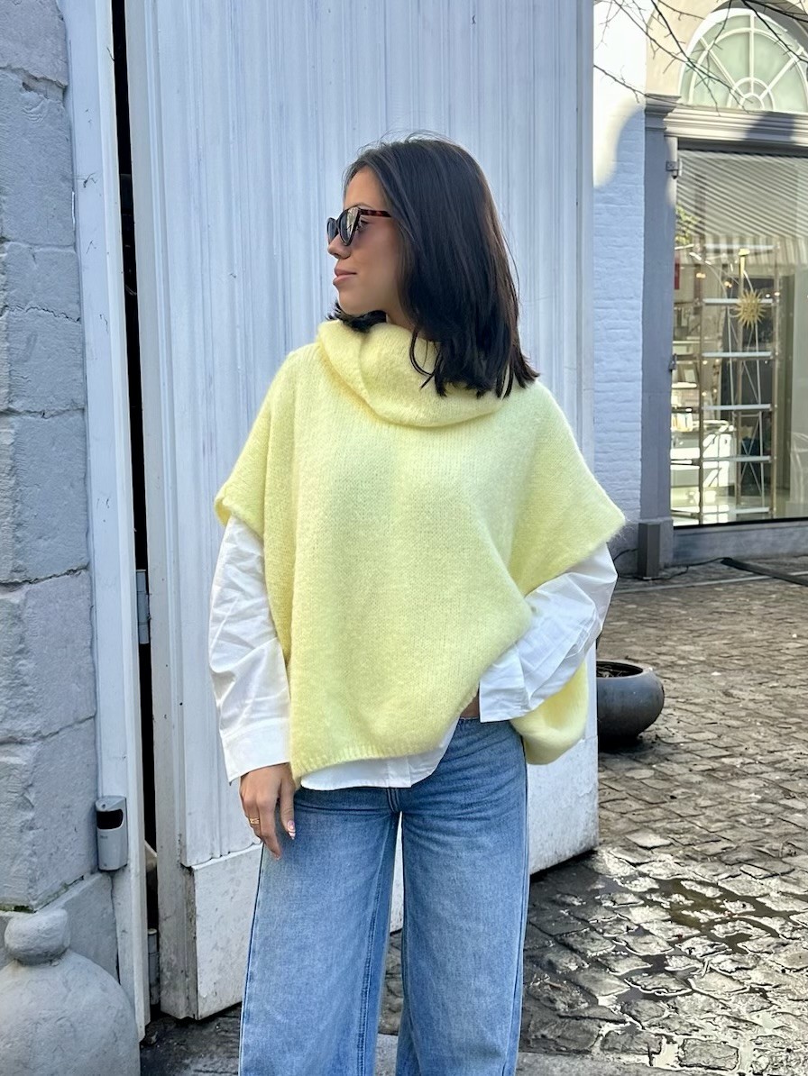 Pull Julia col roulé Jaune 52% Baby Alpaca