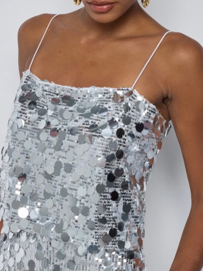 Crop top gros sequin - argenté