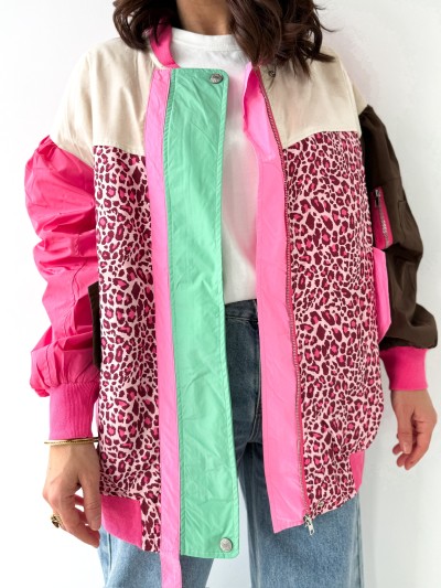 Veste bomber léopard - Rose