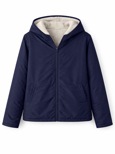 Weiche, kurze Wende-Regenjacke