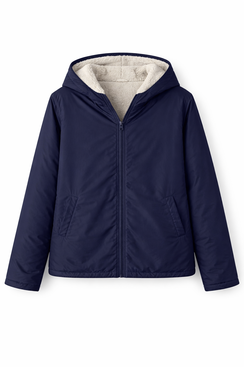 Weiche, kurze Wende-Regenjacke