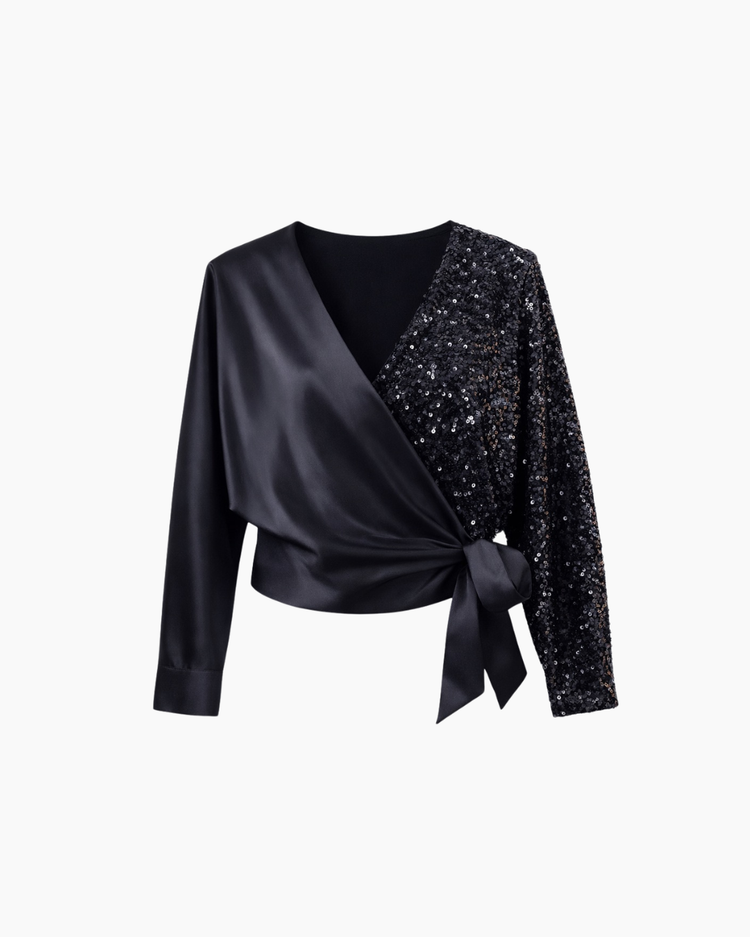 Blouse gilet kimono Maddy asymétrique sequins et satin